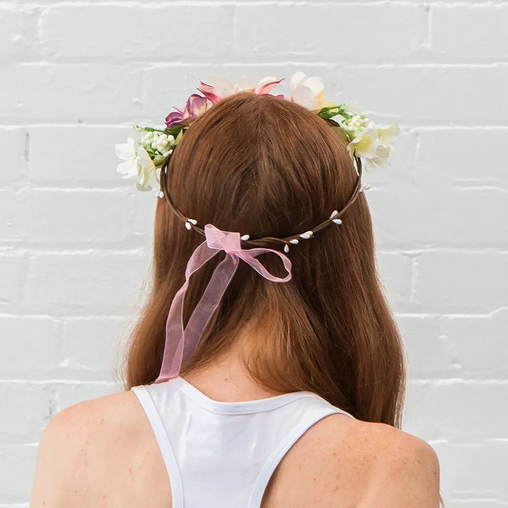 Light Pink Dahlia Medley Bridal Party Flower Crown Wreath