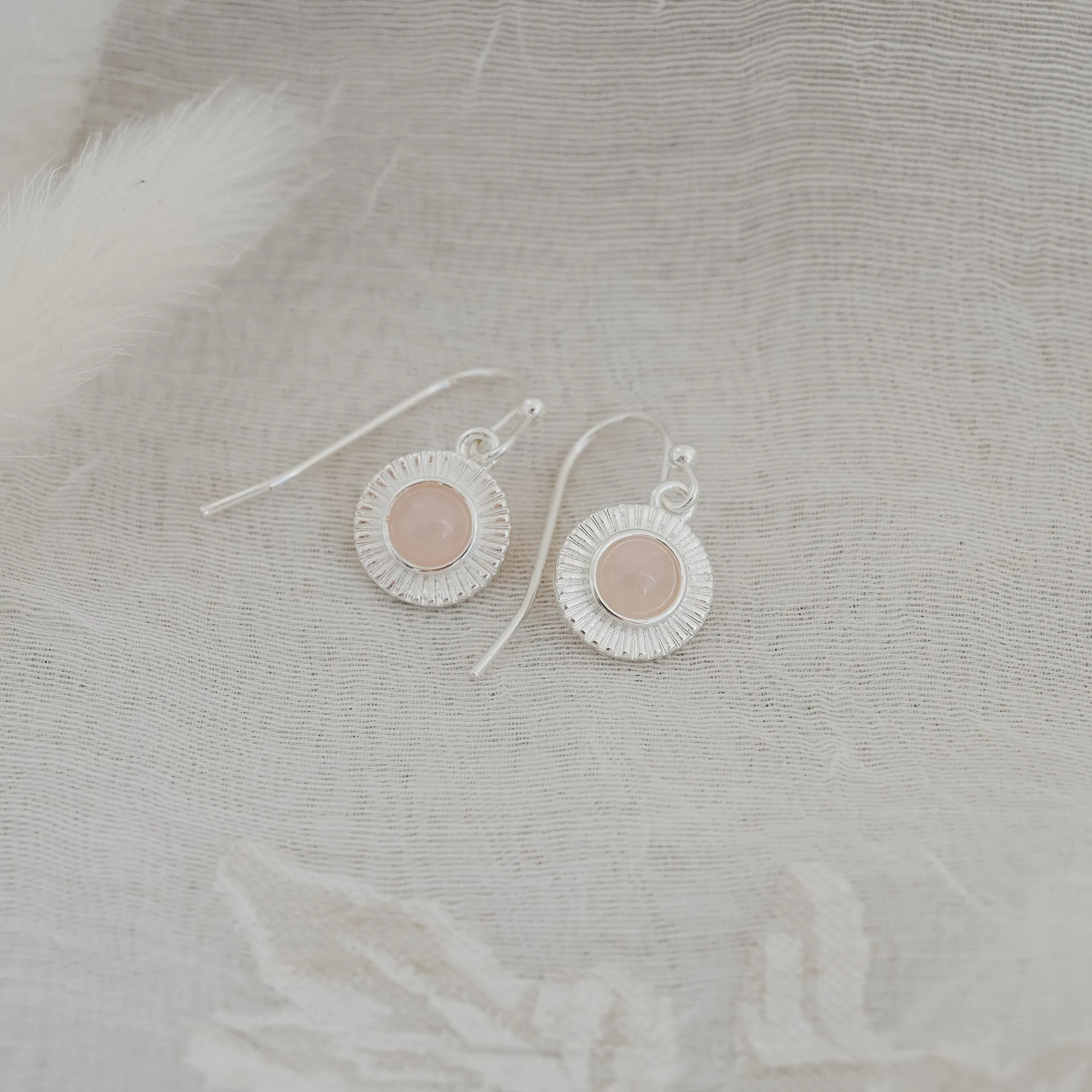 Lila Earrings - Silver Plated with Rose Quartz