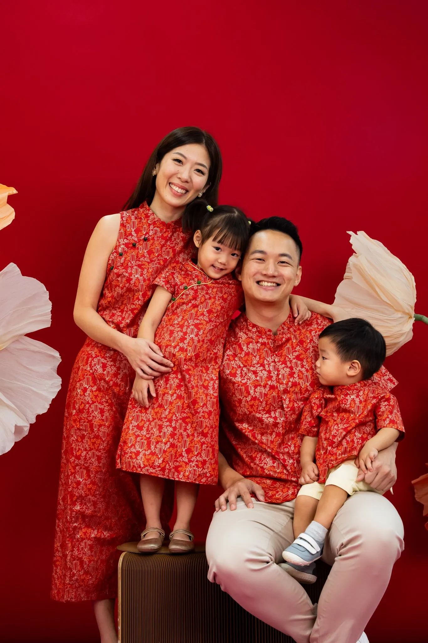 Men's Mandarin-collared Shirt - Red Lanterns