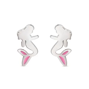 Mermaid Stud Earrings in Sterling Silver