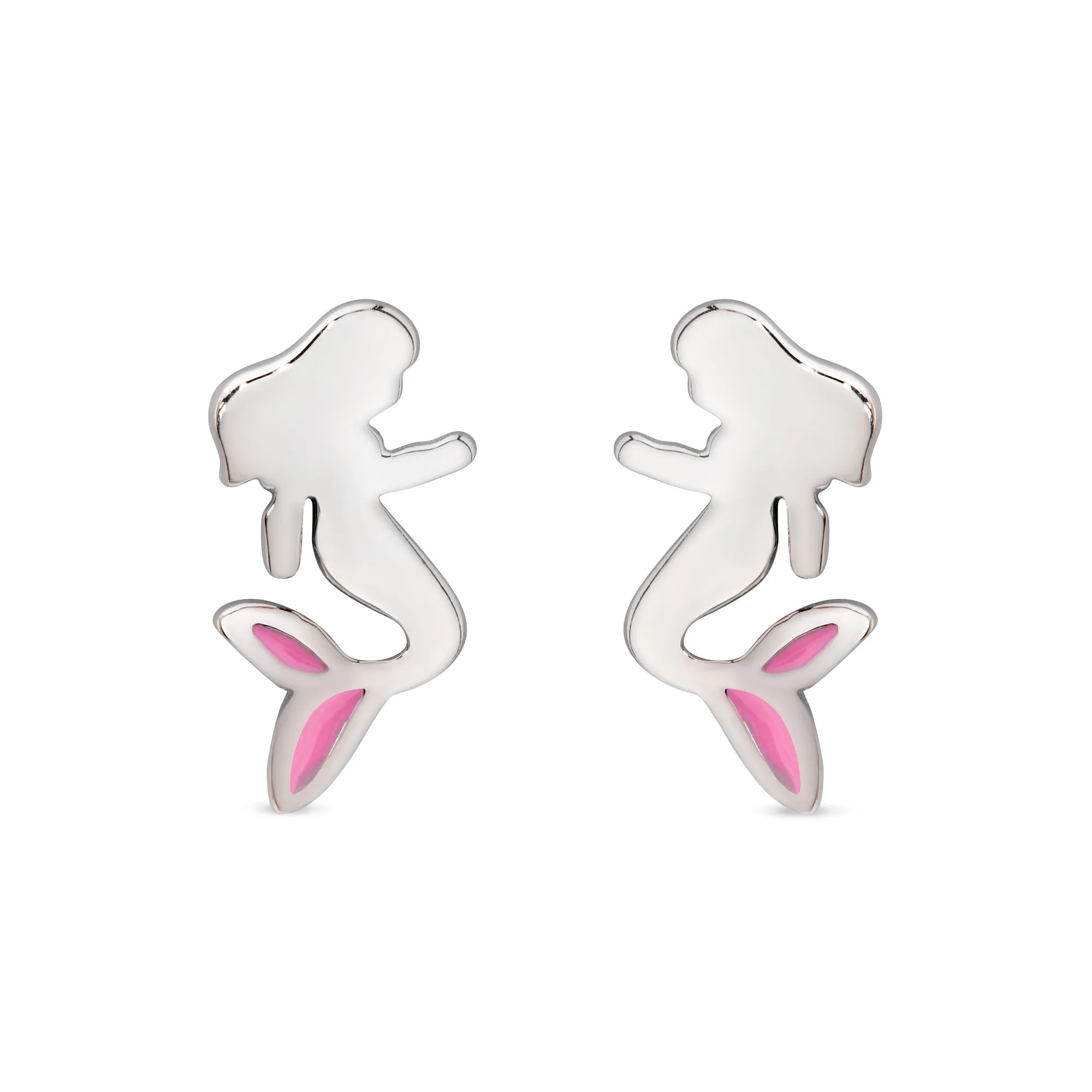 Mermaid Stud Earrings in Sterling Silver