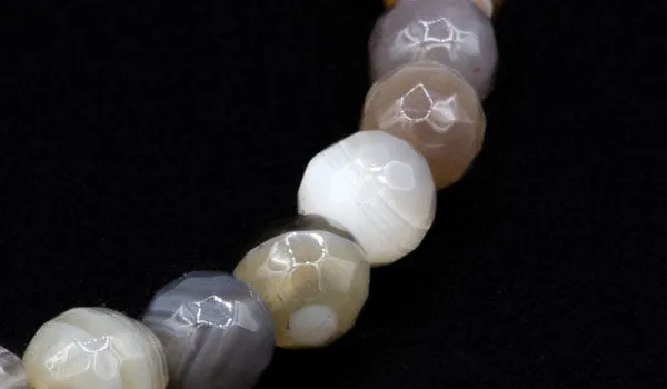 Mini Faceted Botswana Agate Natural Gemstone Bracelet