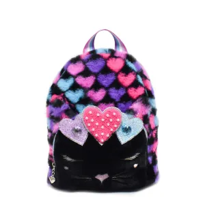 Miss Bella Kitty Cat Plush Heart-Printed Mini Backpack