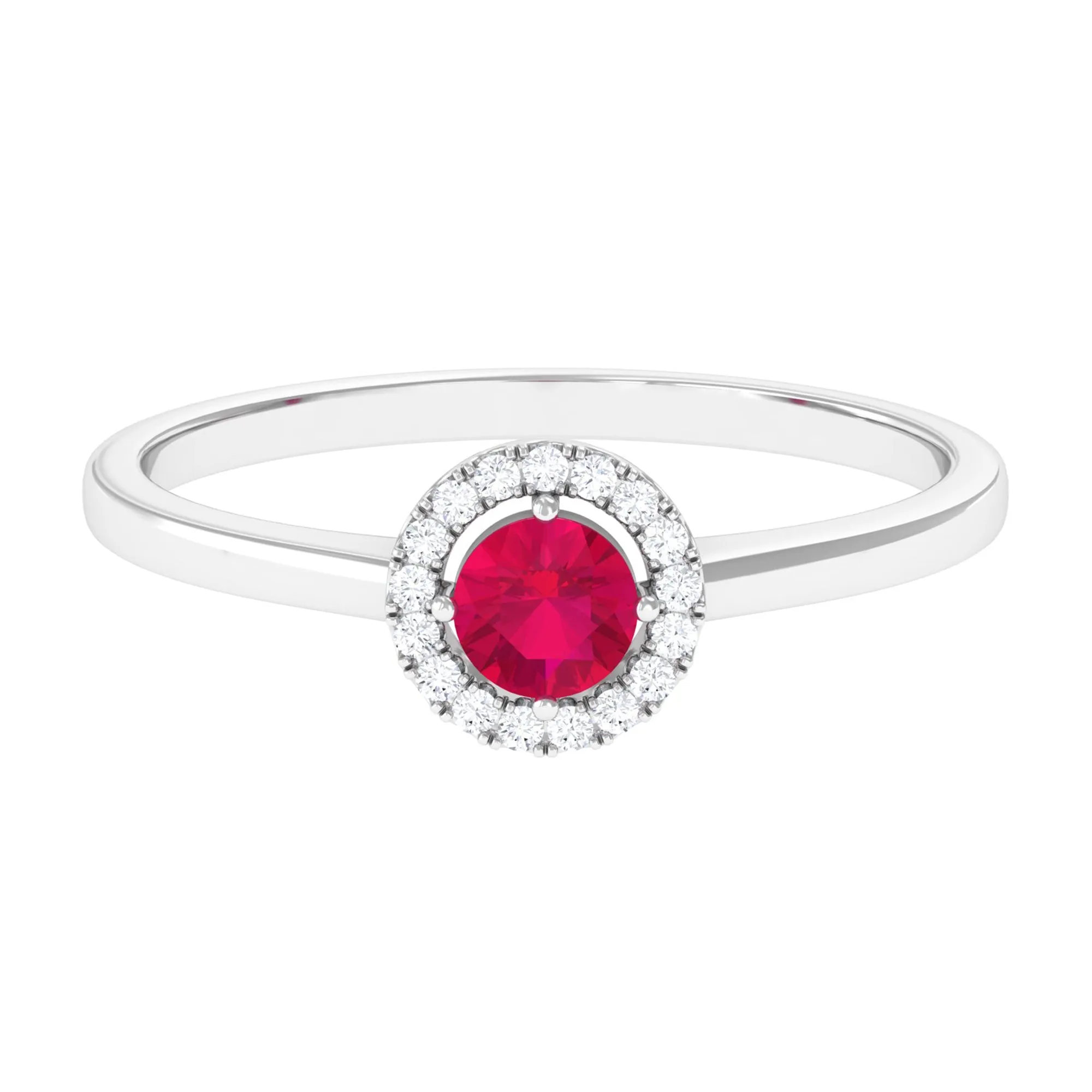 Natural Ruby Promise Ring with Diamond Halo