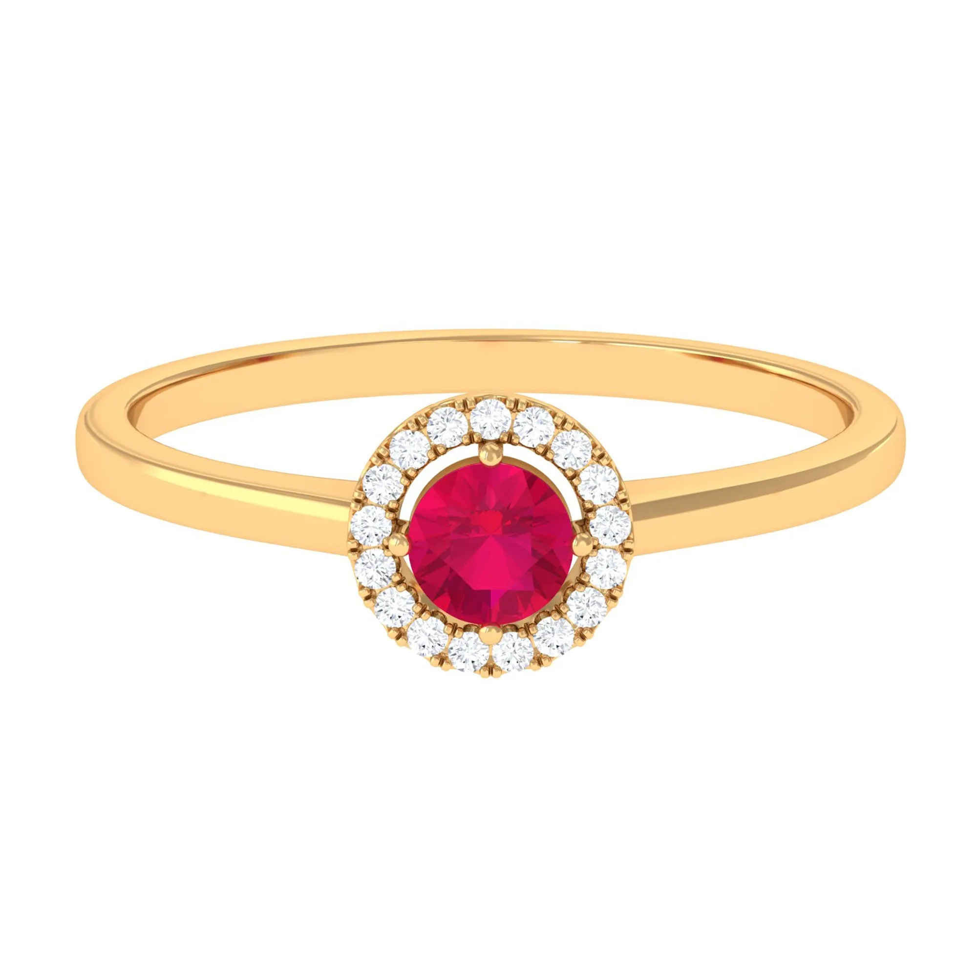 Natural Ruby Promise Ring with Diamond Halo