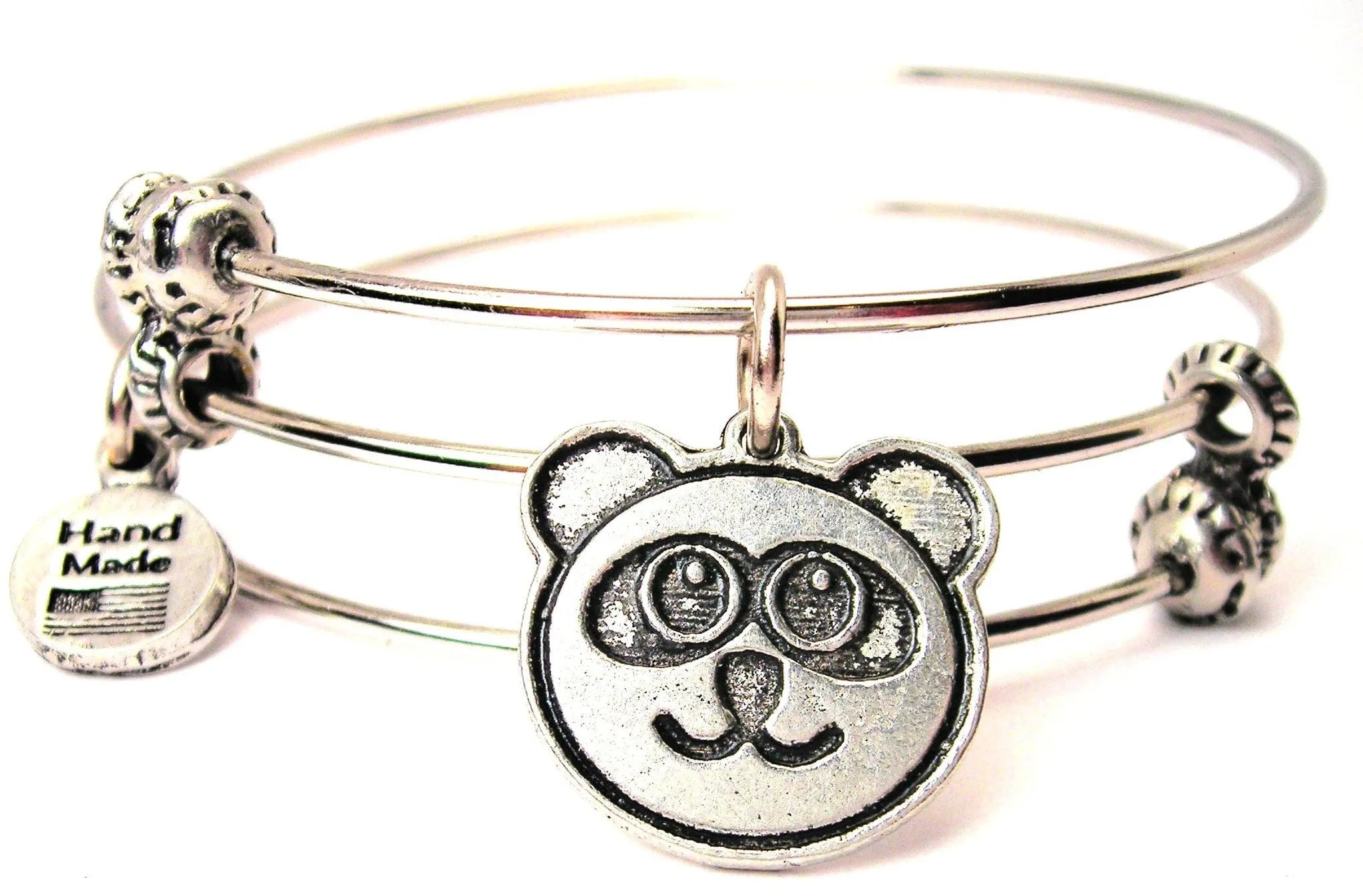 Panda Face Triple Style Expandable Bangle Bracelet