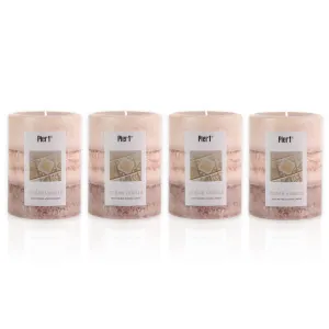 Pier 1 Cuban Vanilla 3x4 Layered Pillar Set of 4 Candles