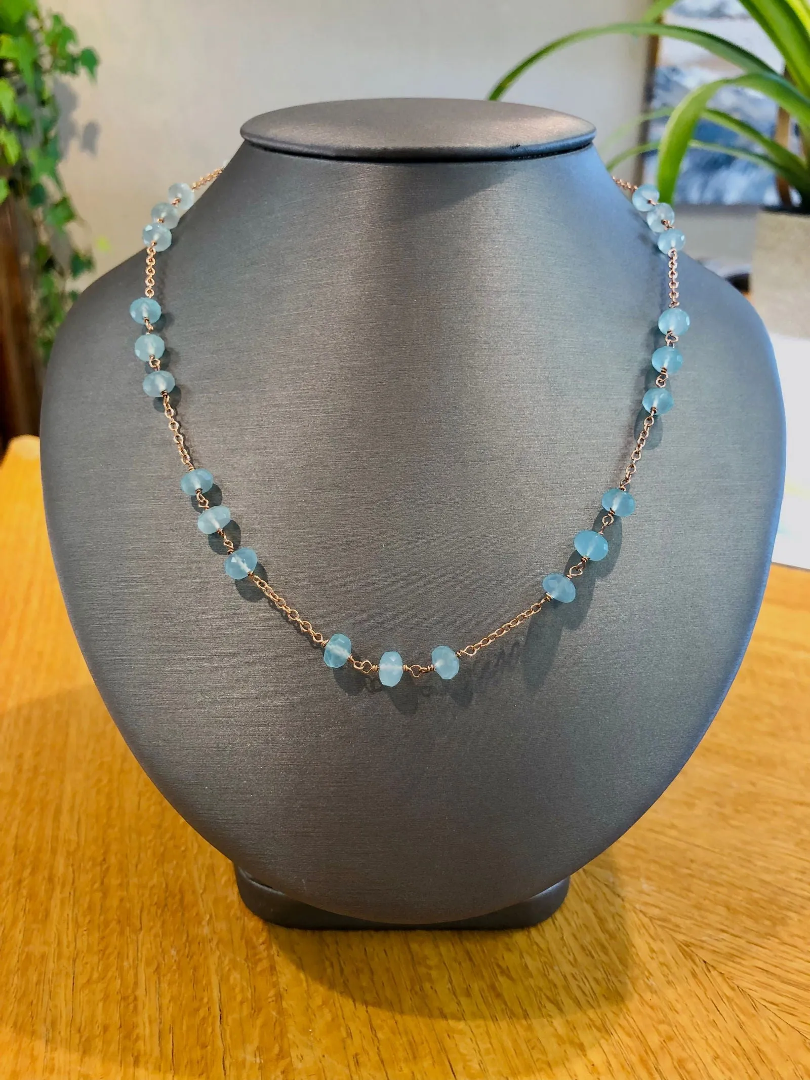 Plumb Silver Original Blue Apatite Necklace