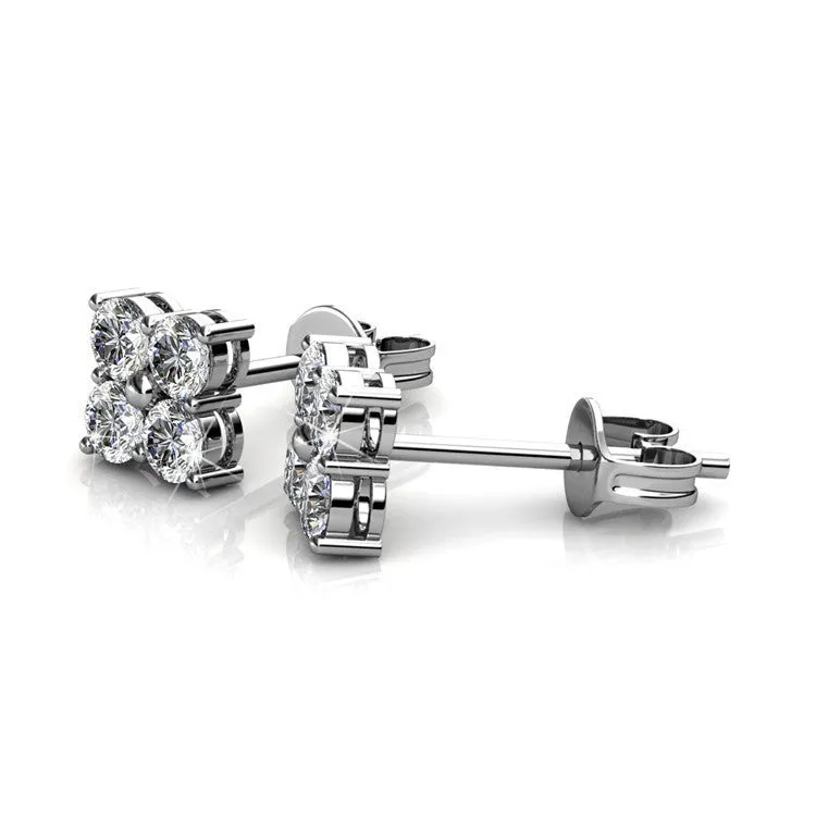 Rae “Brilliance” 18k White Gold Swarovski Stud Earrings