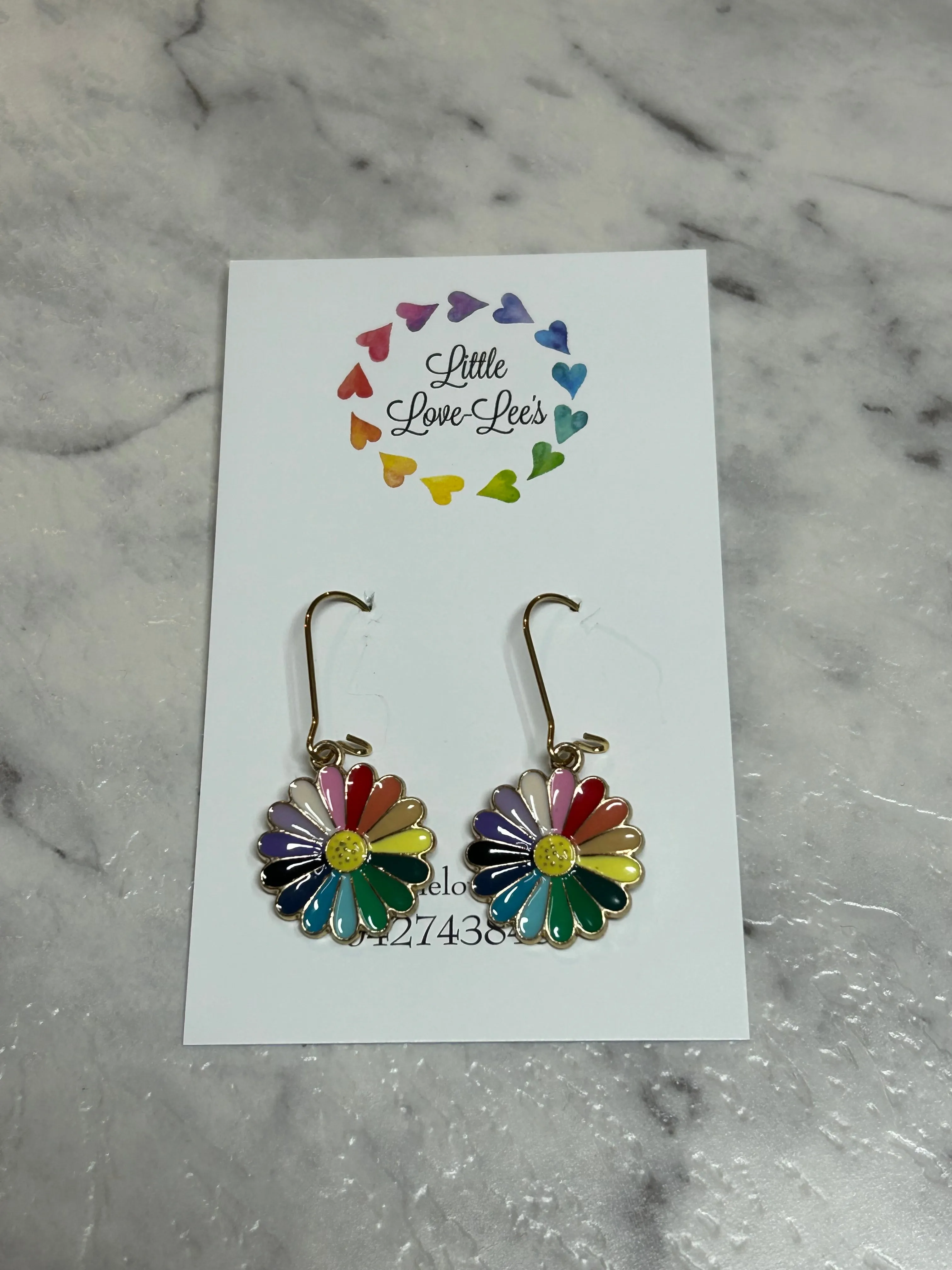 Rainbow Flower Dangle Earrings