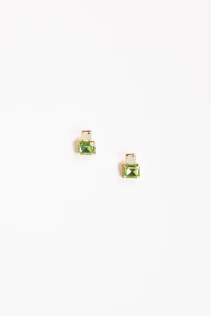 Rectangle Frame Earrings in Green