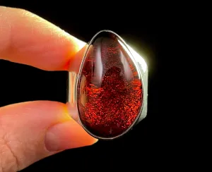 RED AMBER Ring - Sterling Silver, Size 8 - Amber Stone, Crystal Ring, Fine Jewelry, Healing Crystals and Stones,  52632