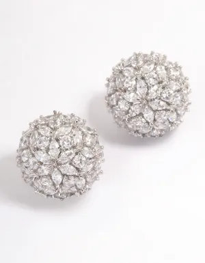 Rhodium Dome Sparkle Earrings