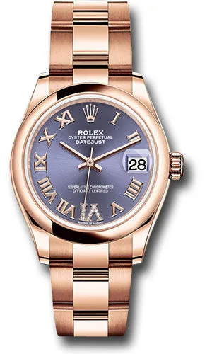 Rolex Everose Gold Datejust 31 Watch - Domed Bezel - Aubergine Diamond Six Dial - Oyster Bracelet 278245 aubdr6o