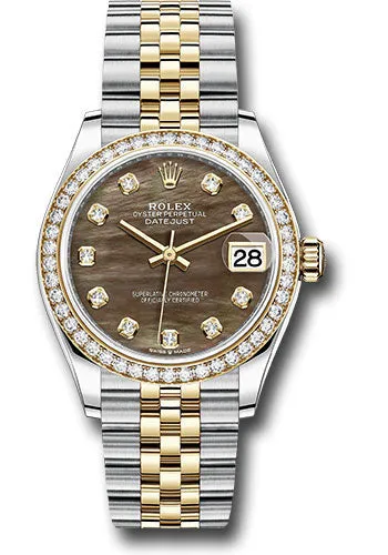 Rolex Steel and Yellow Gold Datejust 31 Watch - Diamond Bezel - Dark Mother-of-Pearl Diamond Dial - Jubilee Bracelet 278383RBR dkmdj