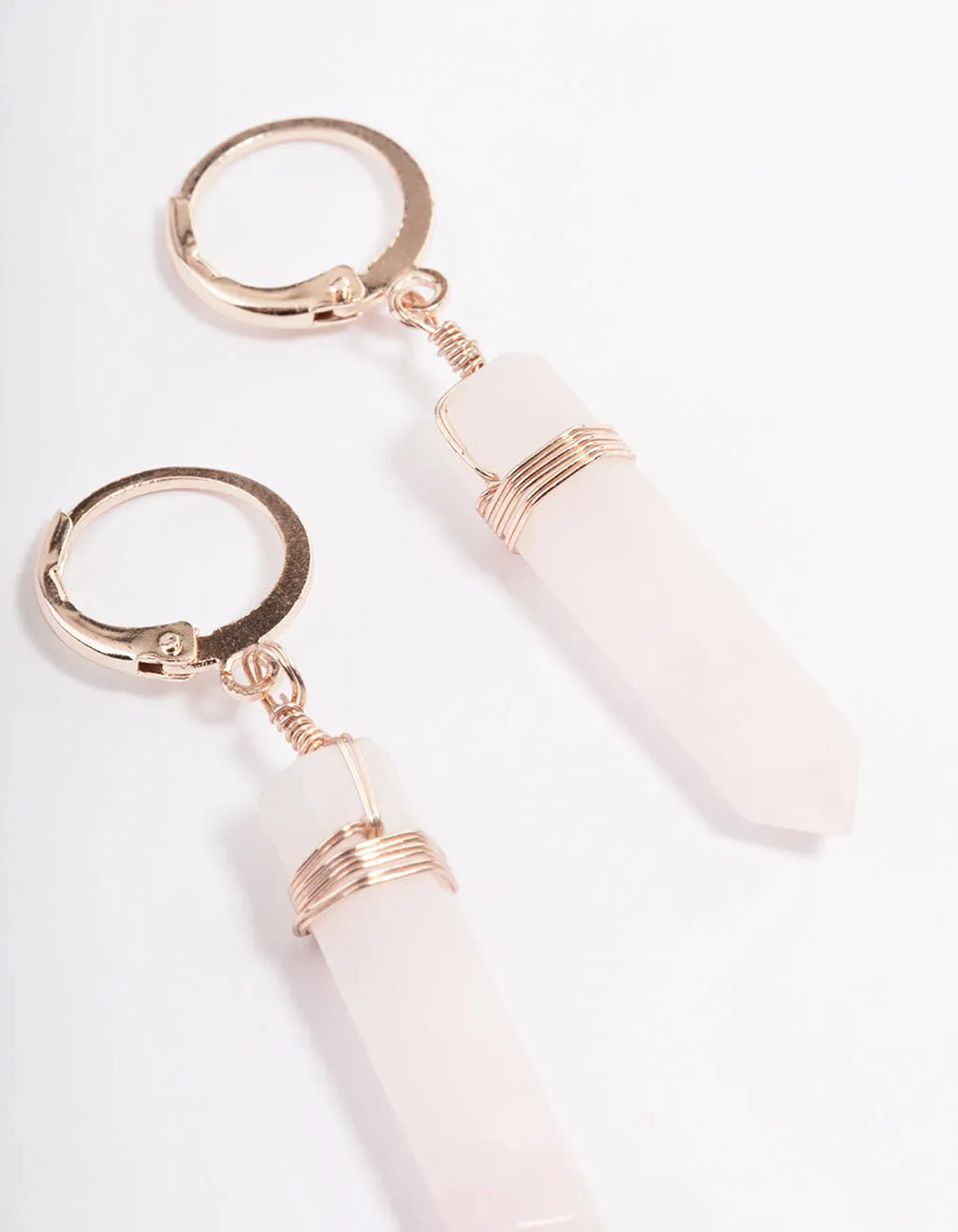 Rose Gold Rose Quartz Huggie Earrings