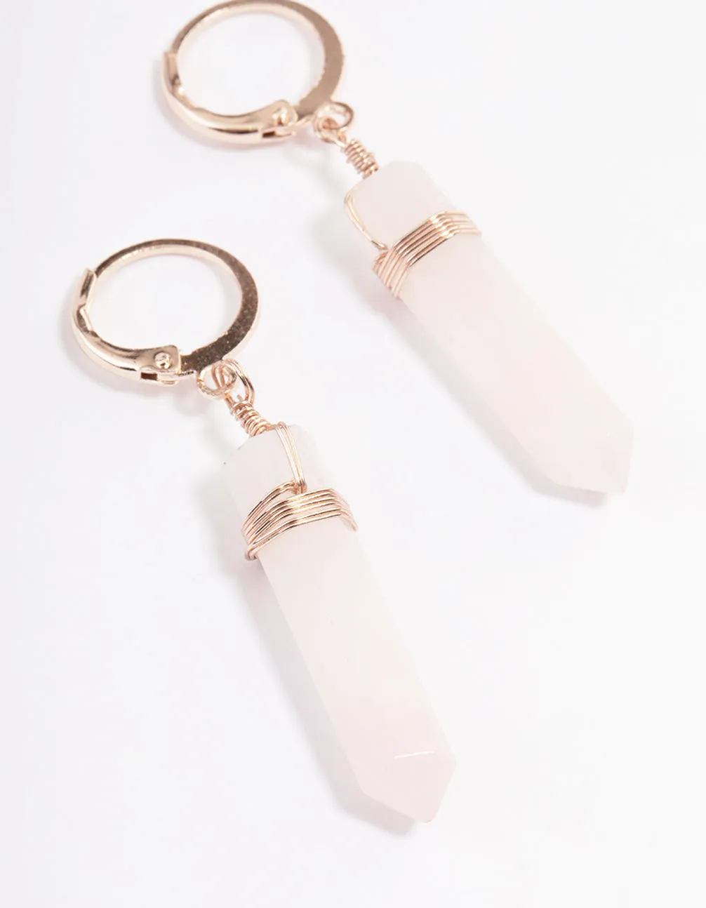 Rose Gold Rose Quartz Huggie Earrings