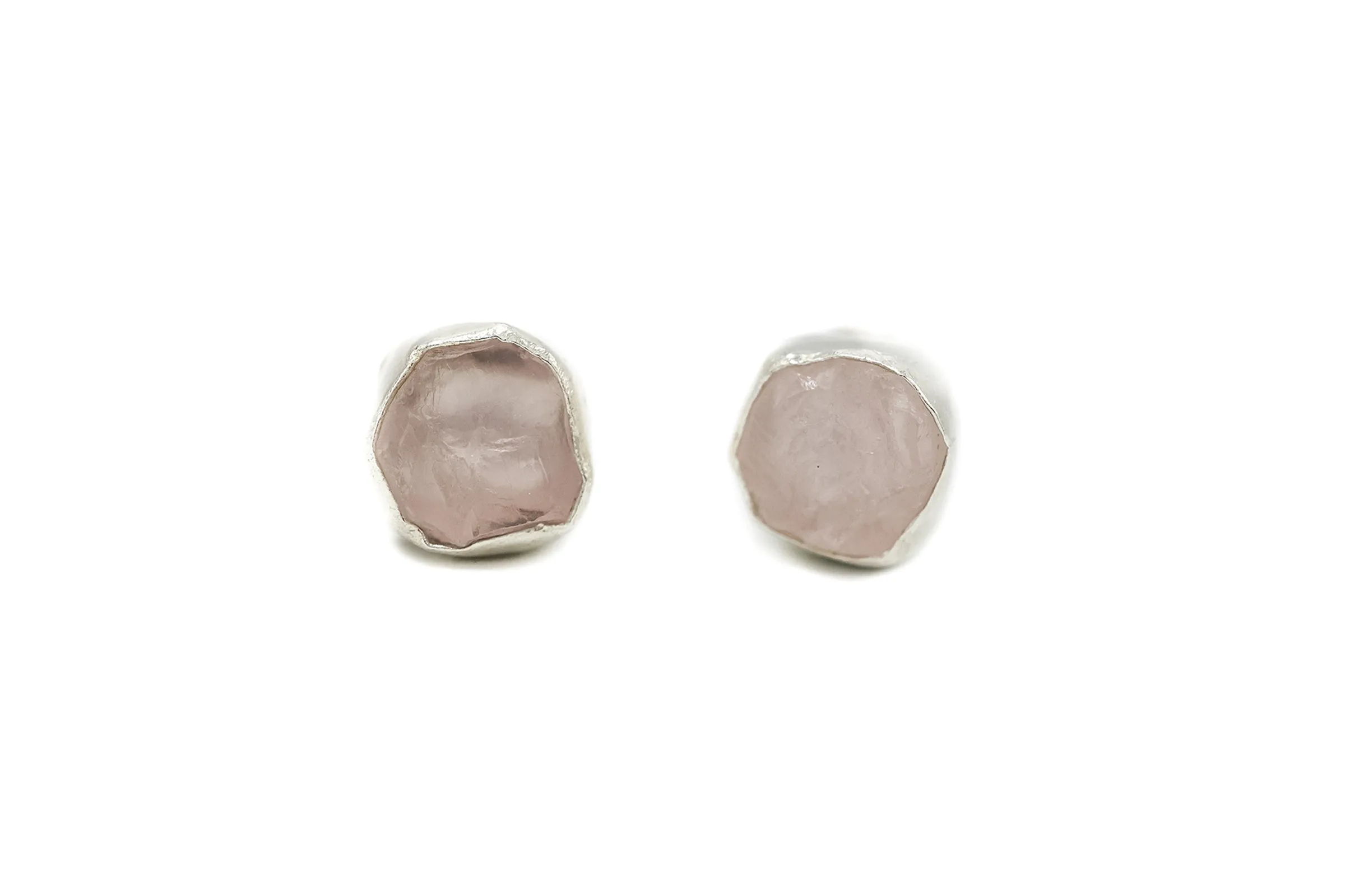 Rose Quartz Raw Crystal Luxe Earrings