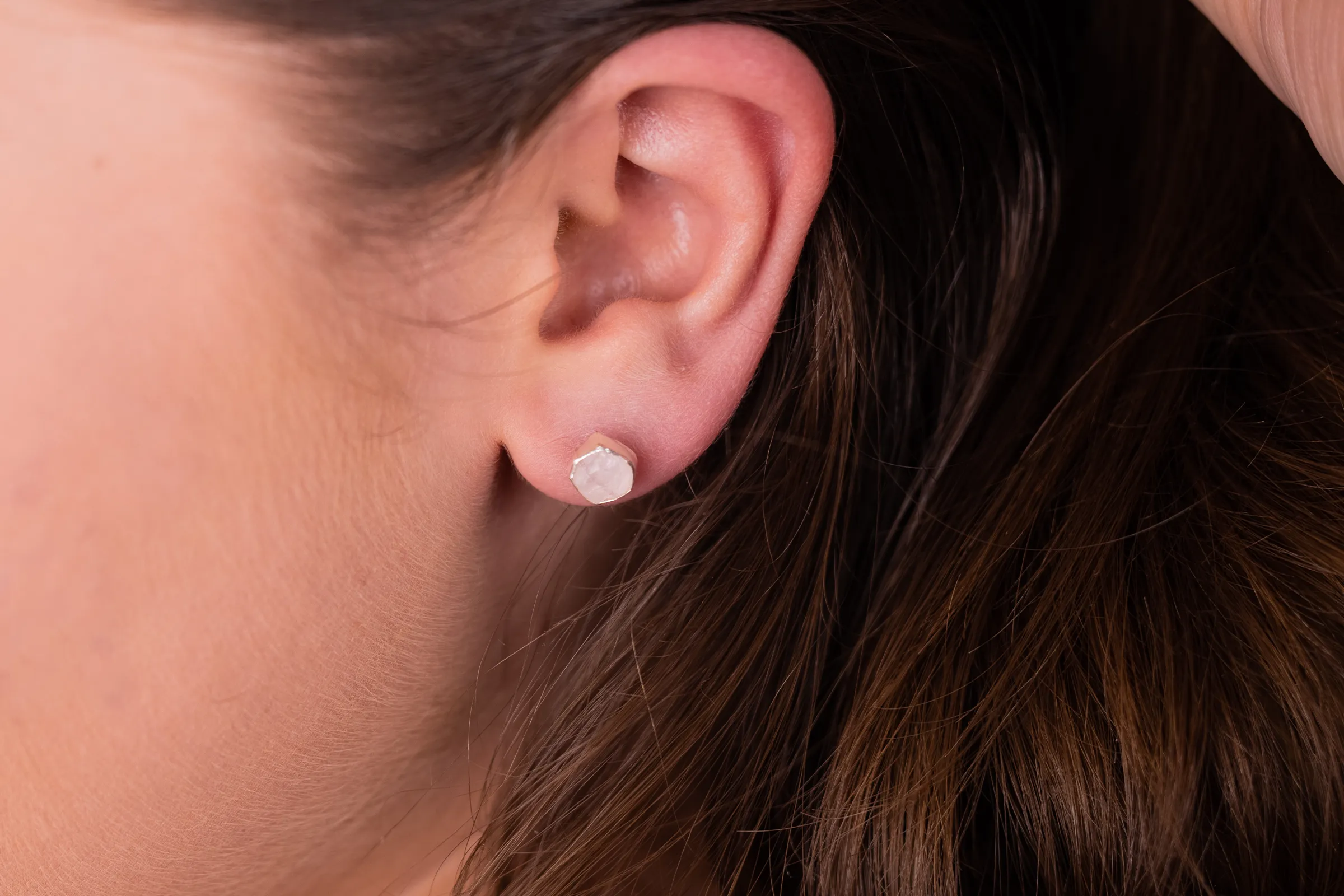 Rose Quartz Raw Crystal Luxe Earrings