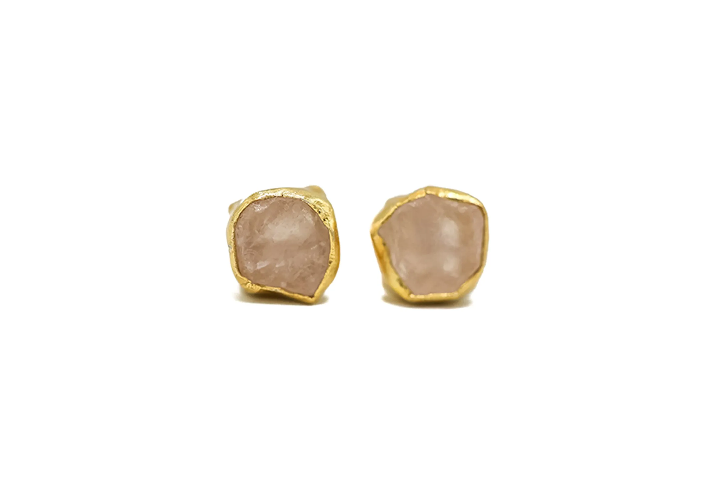 Rose Quartz Raw Crystal Luxe Earrings