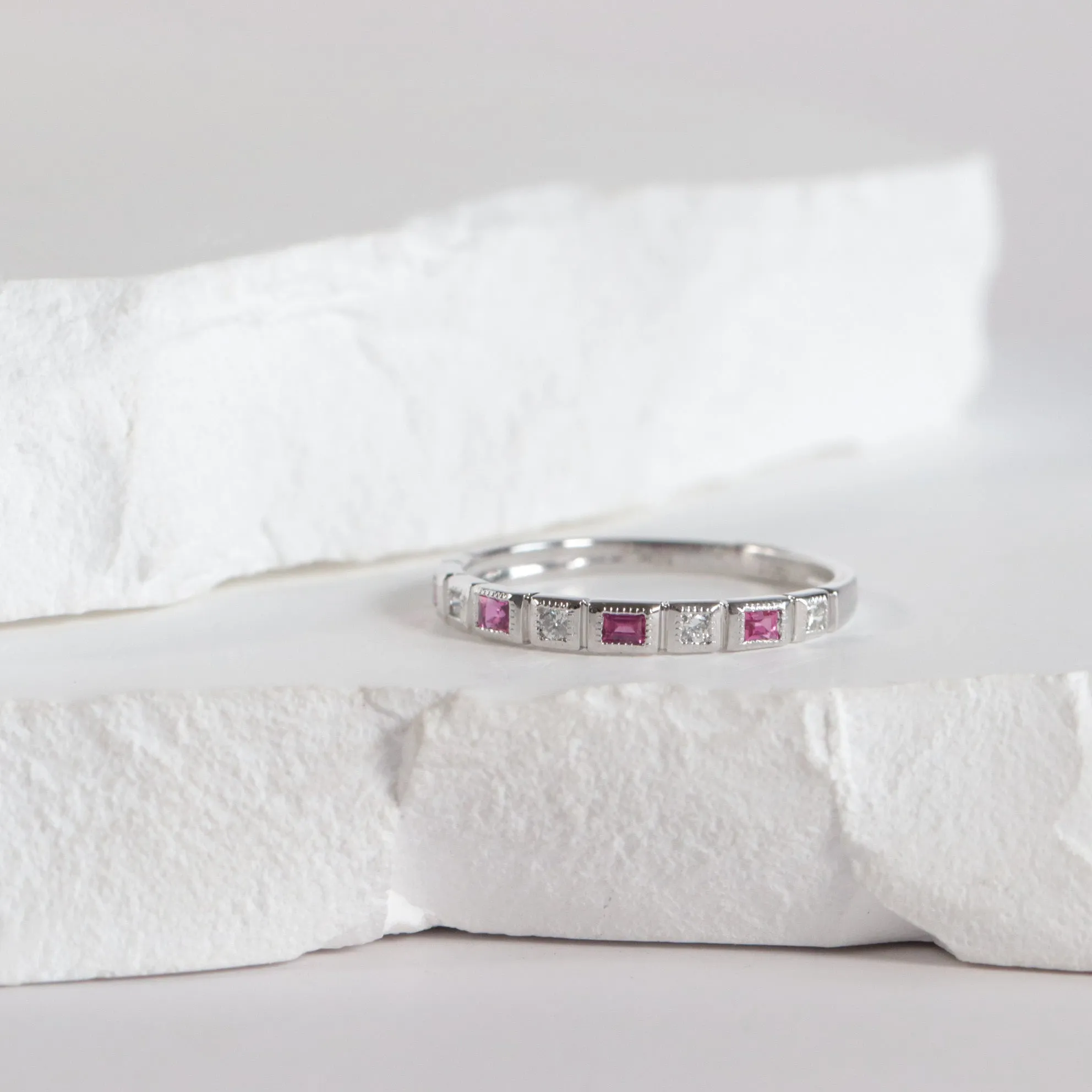 Ruby   Diamond Stackable Band