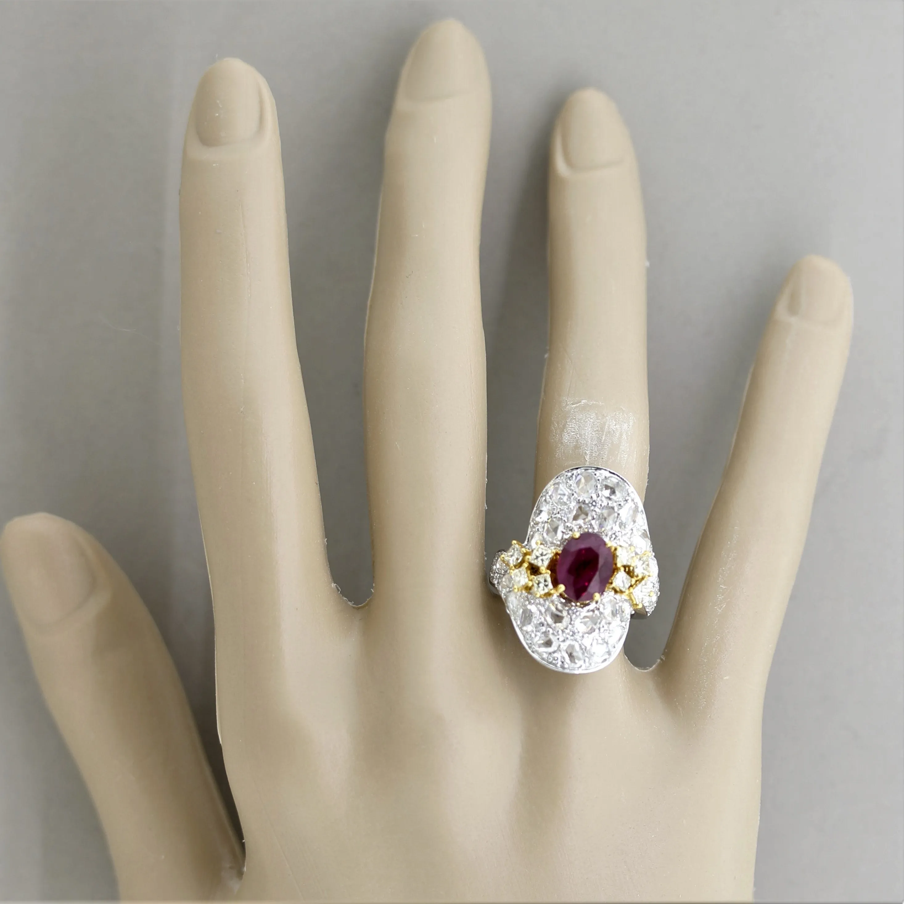 Ruby Diamond Two-Tone Gold Cocktail Ring