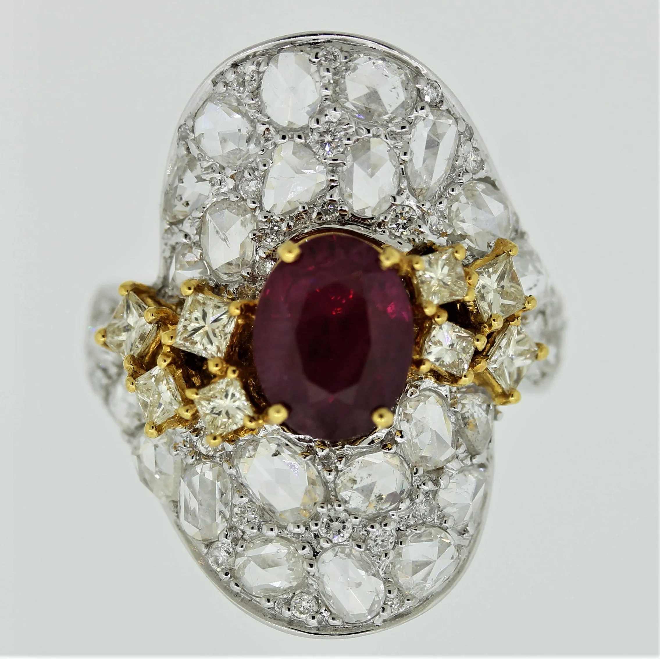 Ruby Diamond Two-Tone Gold Cocktail Ring