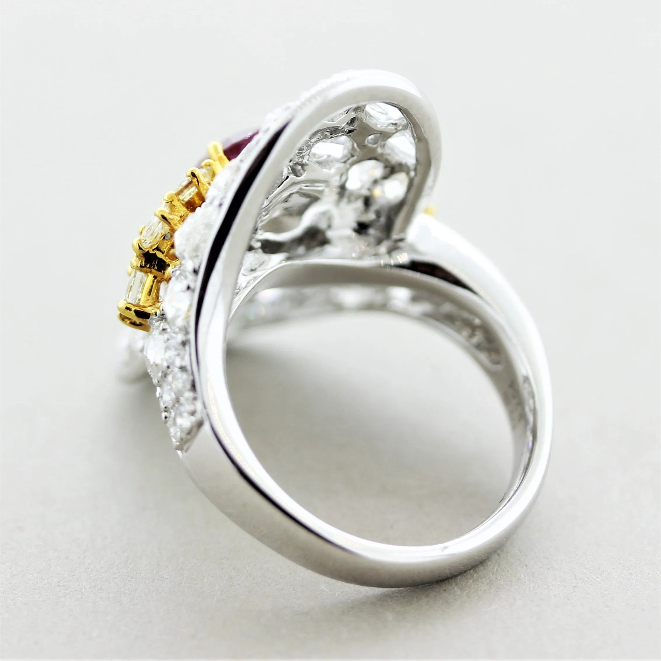 Ruby Diamond Two-Tone Gold Cocktail Ring