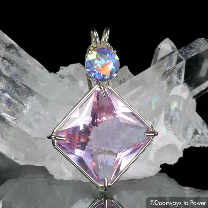 Ruby lavender Quartz & Mystic Topaz Magician Stone Pendant