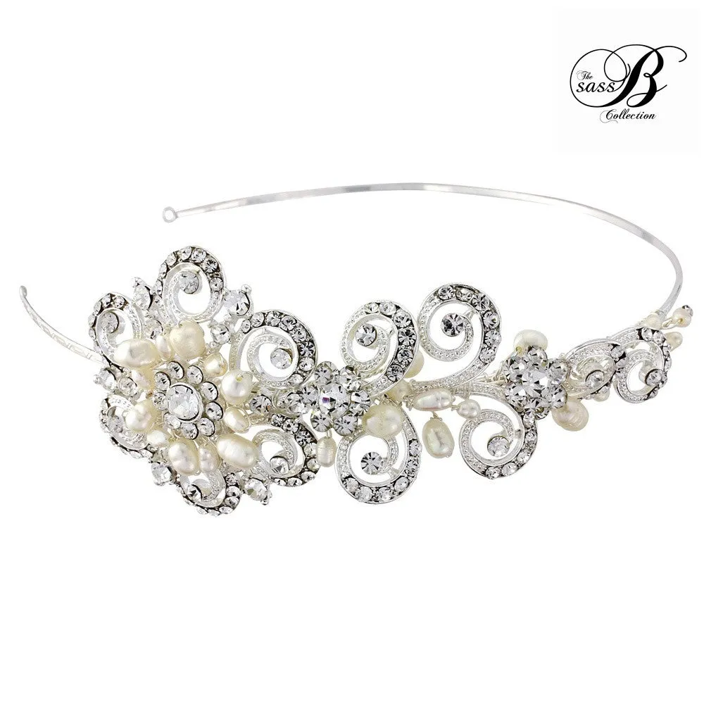 SassB Cecelia Crystal and Pearl Hair Band