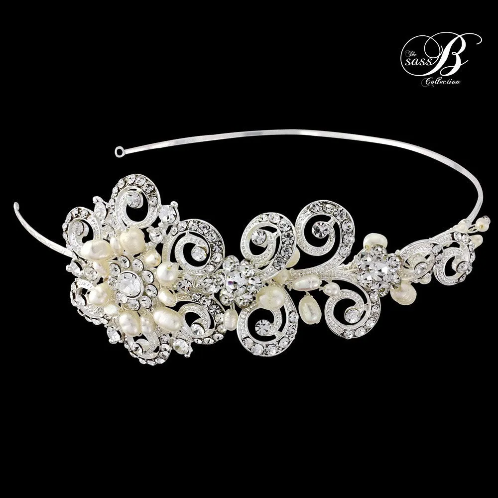 SassB Cecelia Crystal and Pearl Hair Band