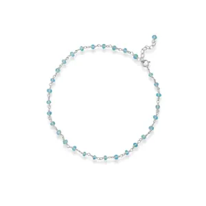 Sea Breeze Blue! 9.5"   1" Apatite Bead Anklet