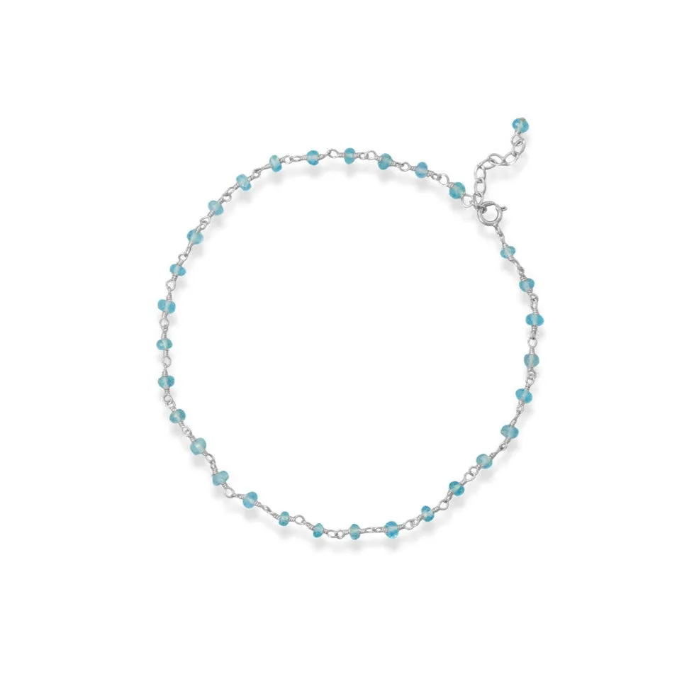 Sea Breeze Blue! 9.5"   1" Apatite Bead Anklet