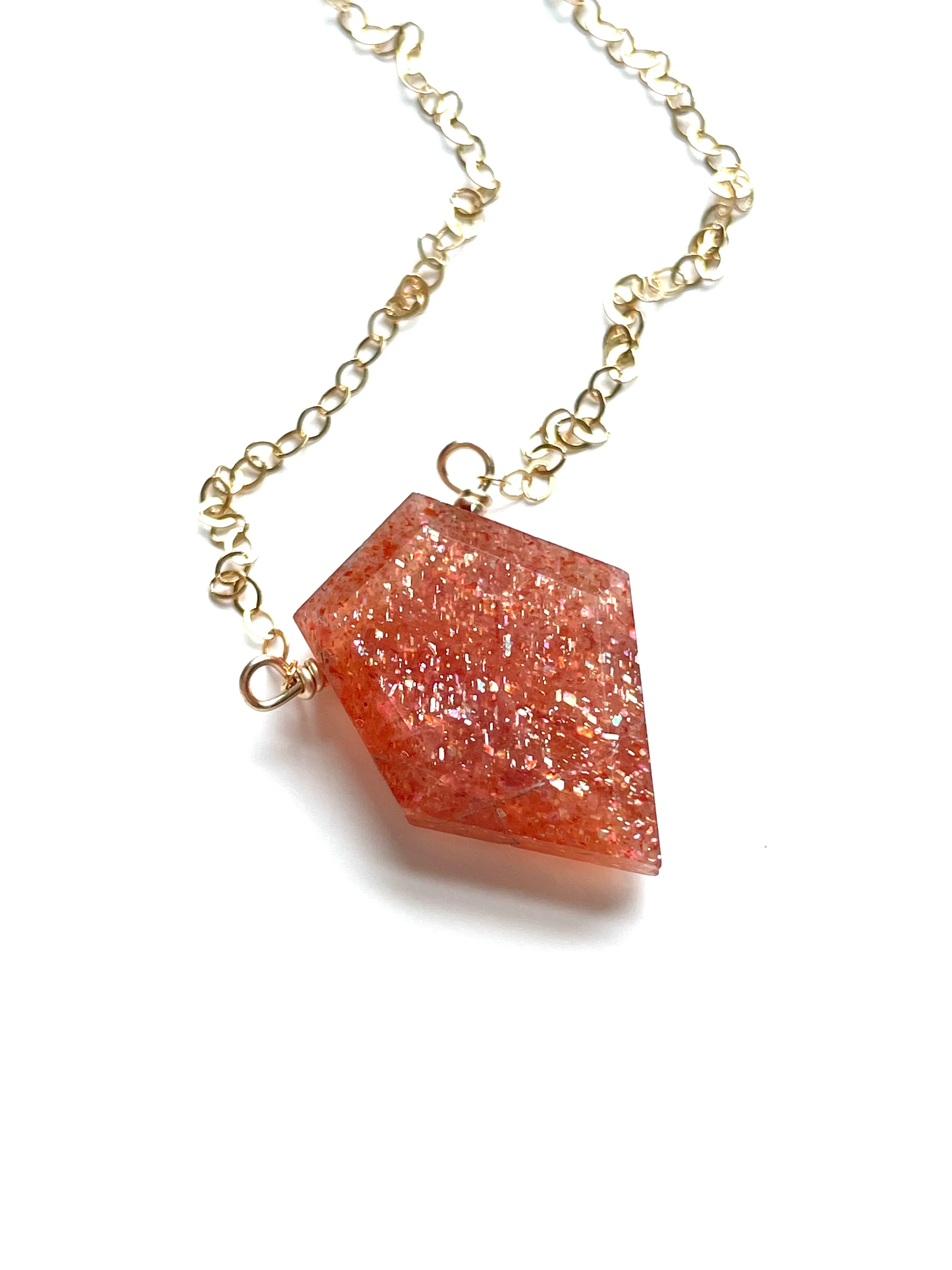 Small Sunstone Shield Necklace - Healing Crystal Jewelry