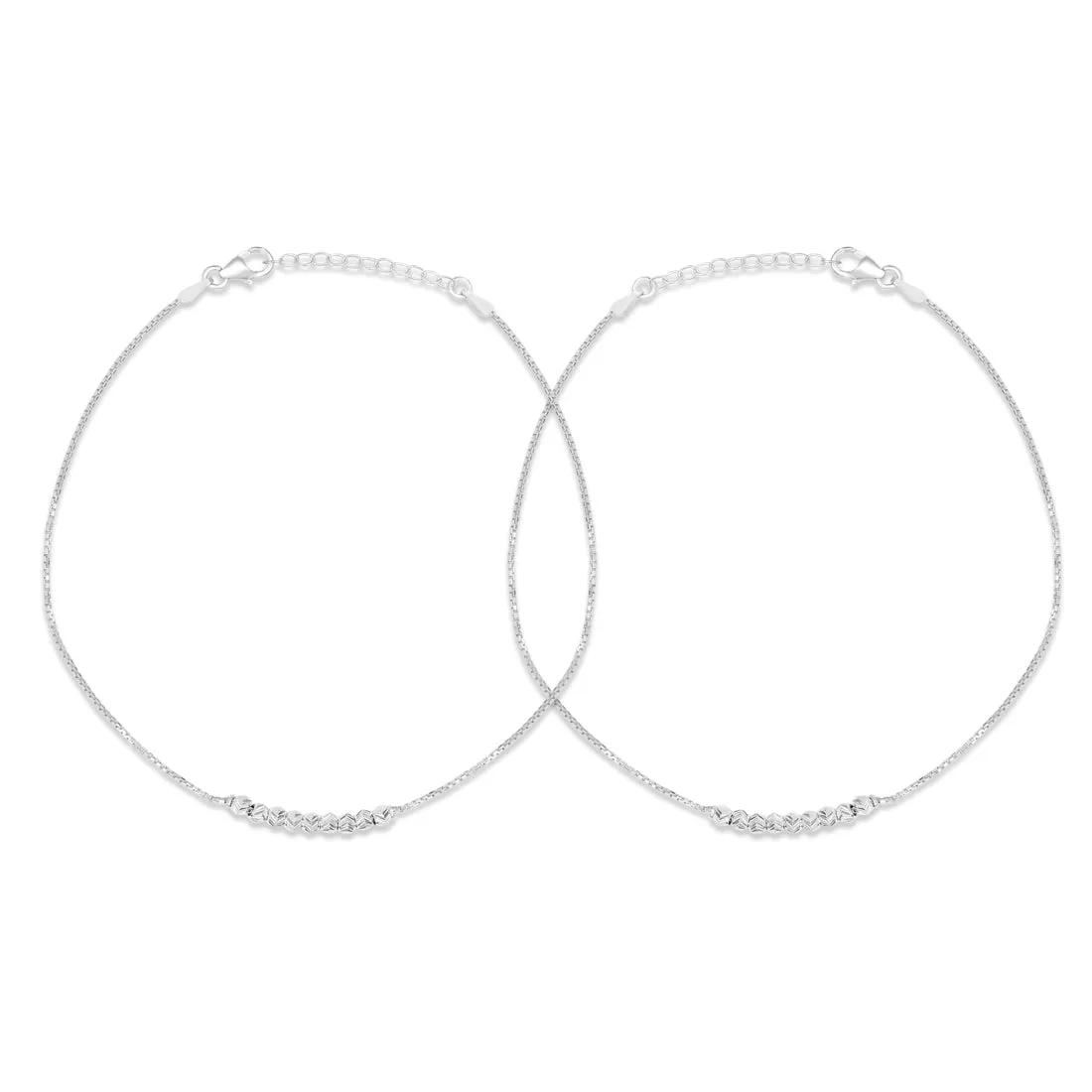 Sophisticated 925 Sterling Silver Rhodium Plated Box Chain Anklet