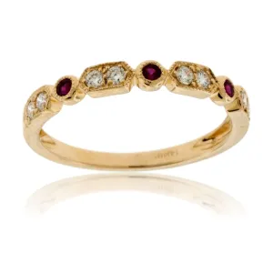 Stackable Ruby and Round Diamond Band