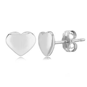 Sterling Silver 8mm Flat Heart Stud Earrings