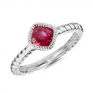 Sterling Silver Created Ruby Ring