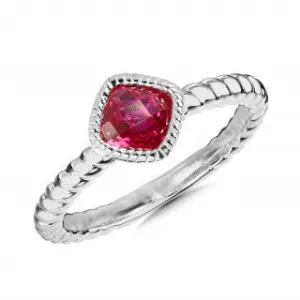 Sterling Silver Created Ruby Ring