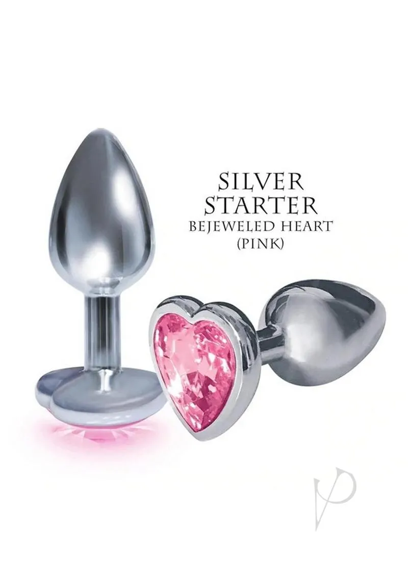 The 9 Silver Starter Heart Plug Pink