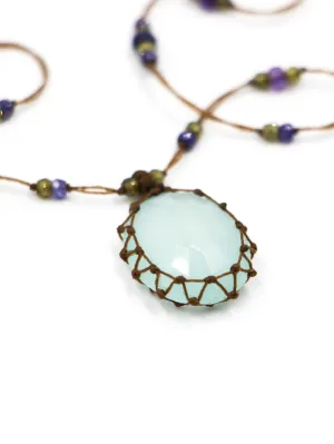 Tibetan Necklace - Chalcedony Blue