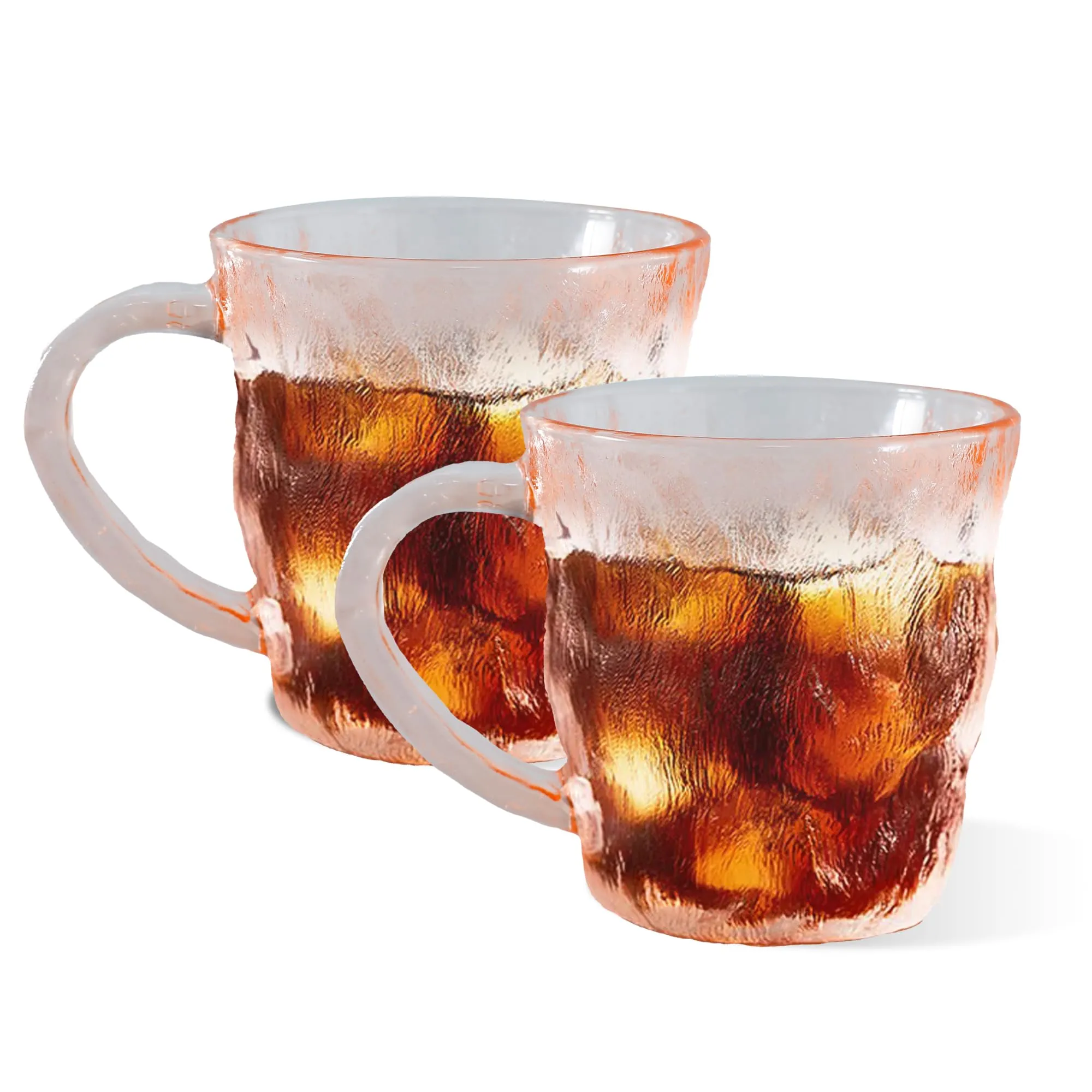 UMAI Glass Tea & Coffee Mugs (Pack of 2-280ml Each) | Mugs for Coffee | Tea Cups | House Warming Gifts for New Home | Coffee Cups| Amber