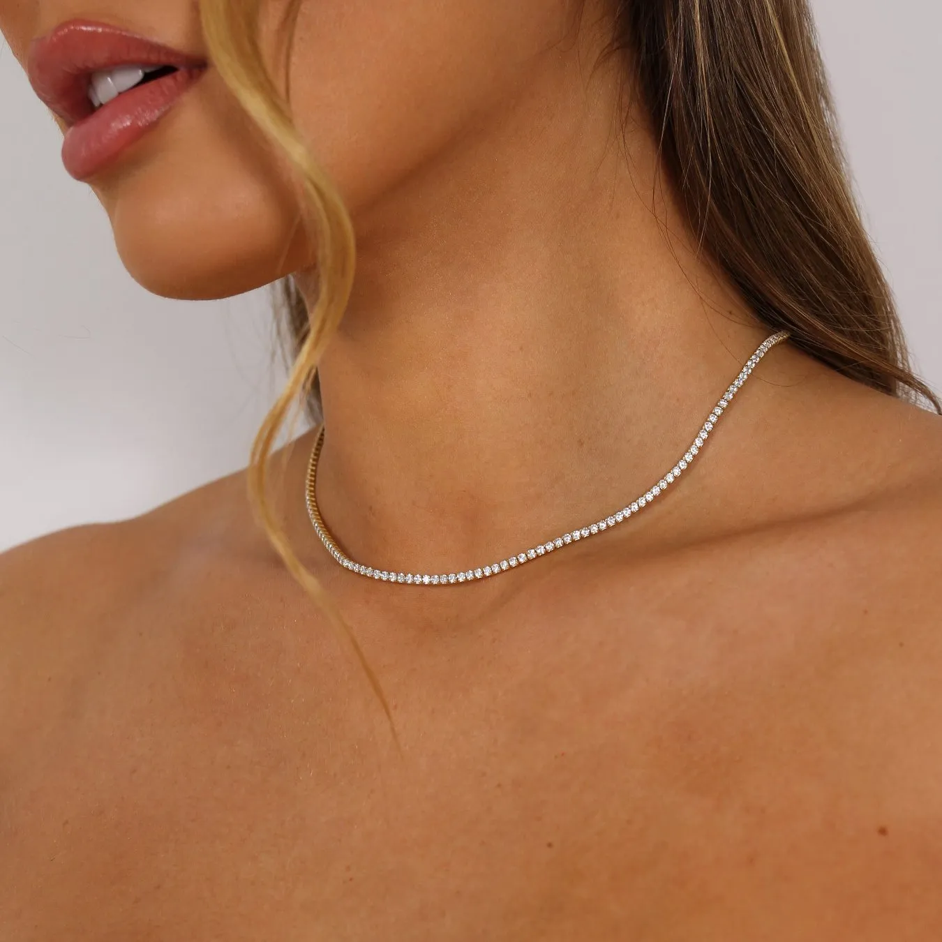 Wedding Tennis Necklace - Silver