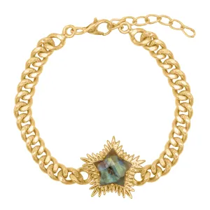 Willa Labradorite Spiky Star Bracelet | 18k Gold Plated