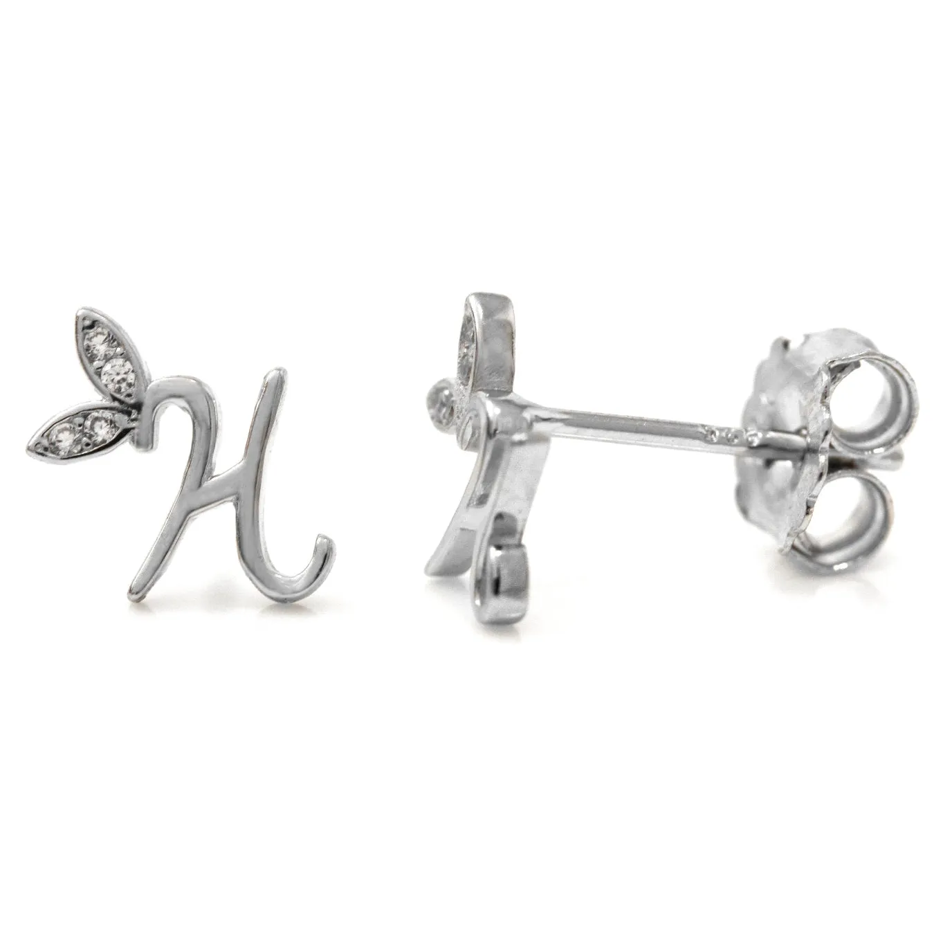 Winged Initial Earrings - Sterling Silver