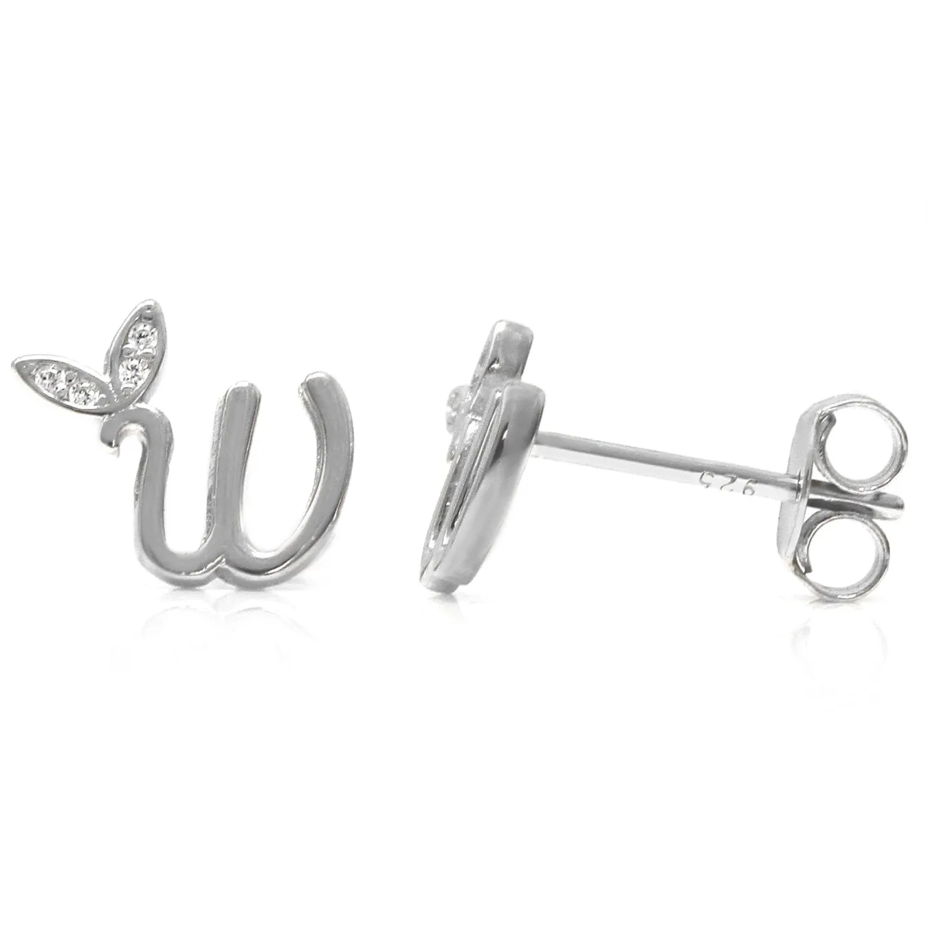 Winged Initial Earrings - Sterling Silver