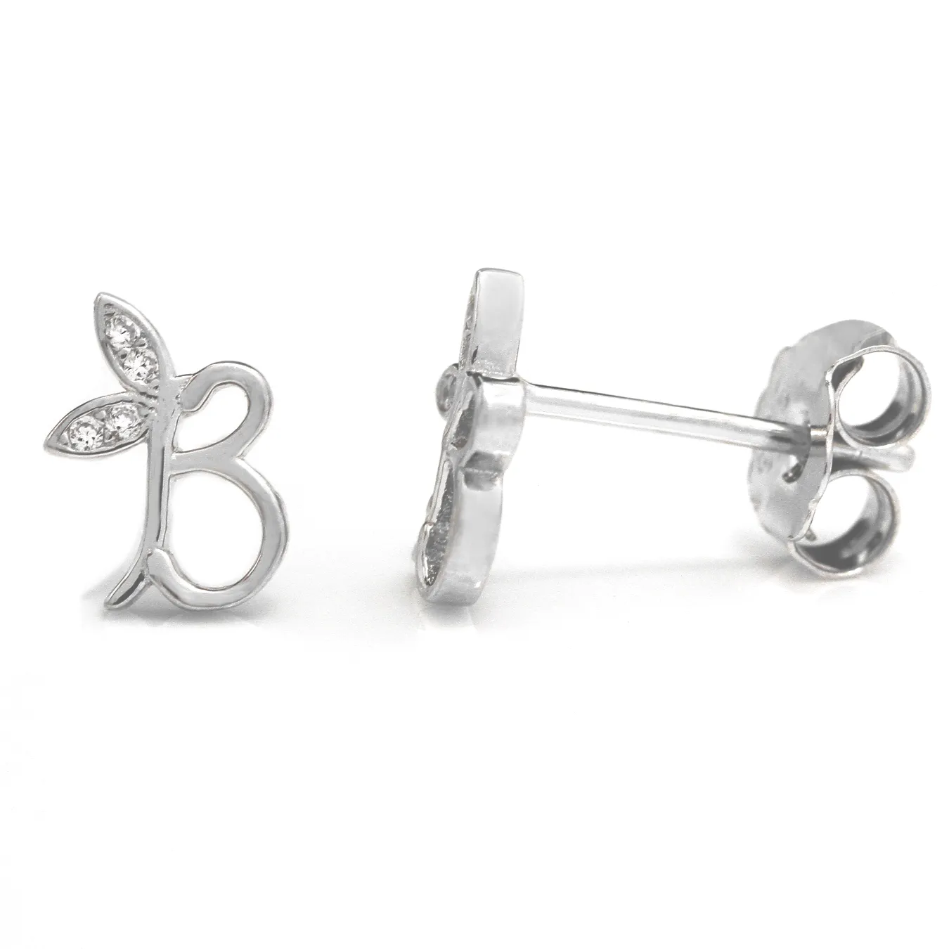 Winged Initial Earrings - Sterling Silver