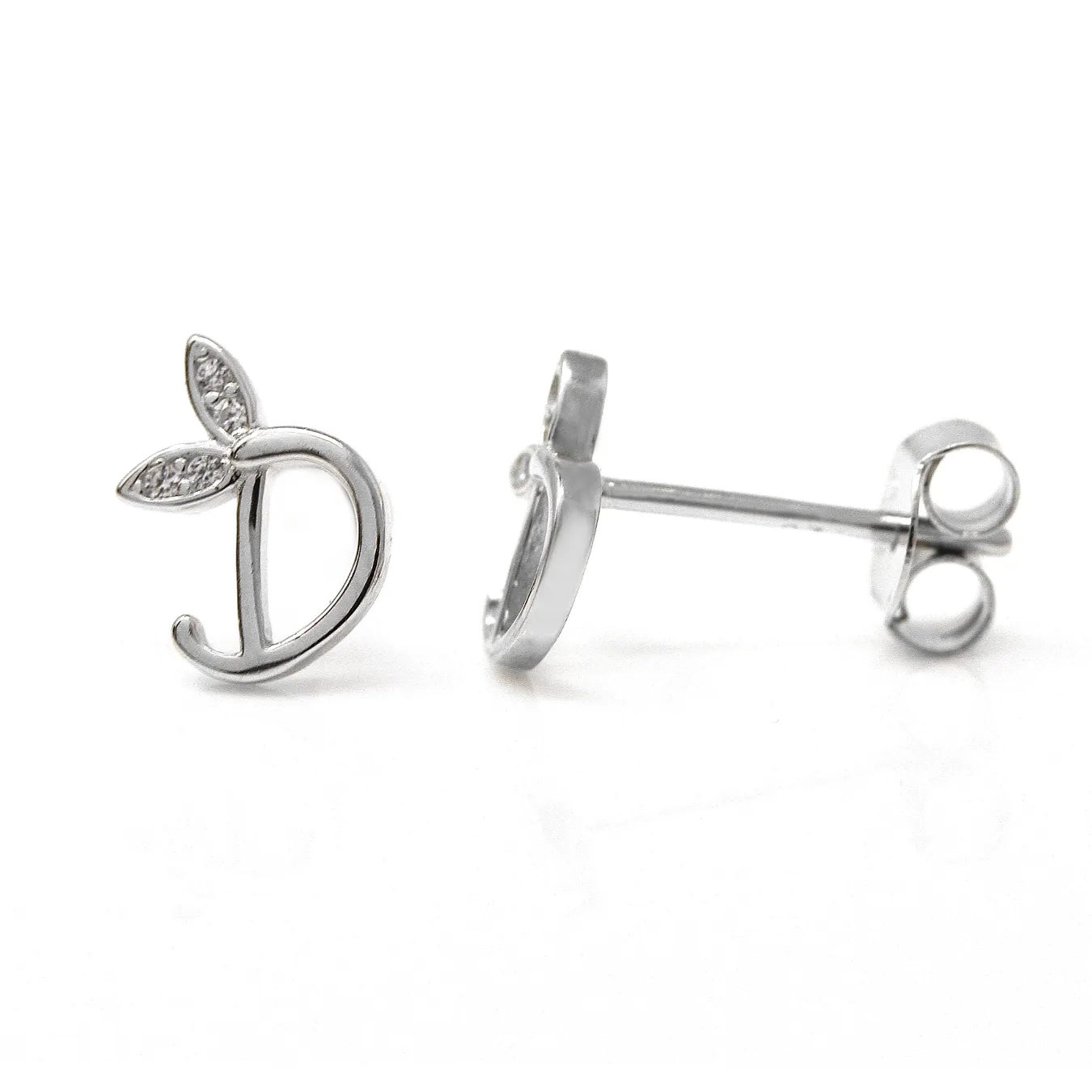 Winged Initial Earrings - Sterling Silver