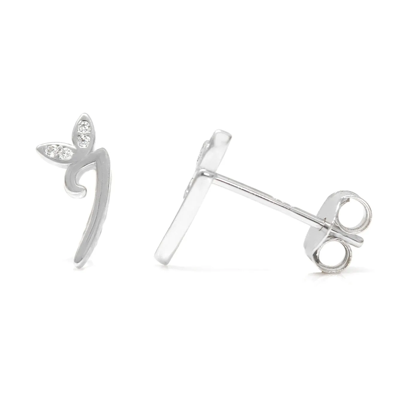 Winged Initial Earrings - Sterling Silver