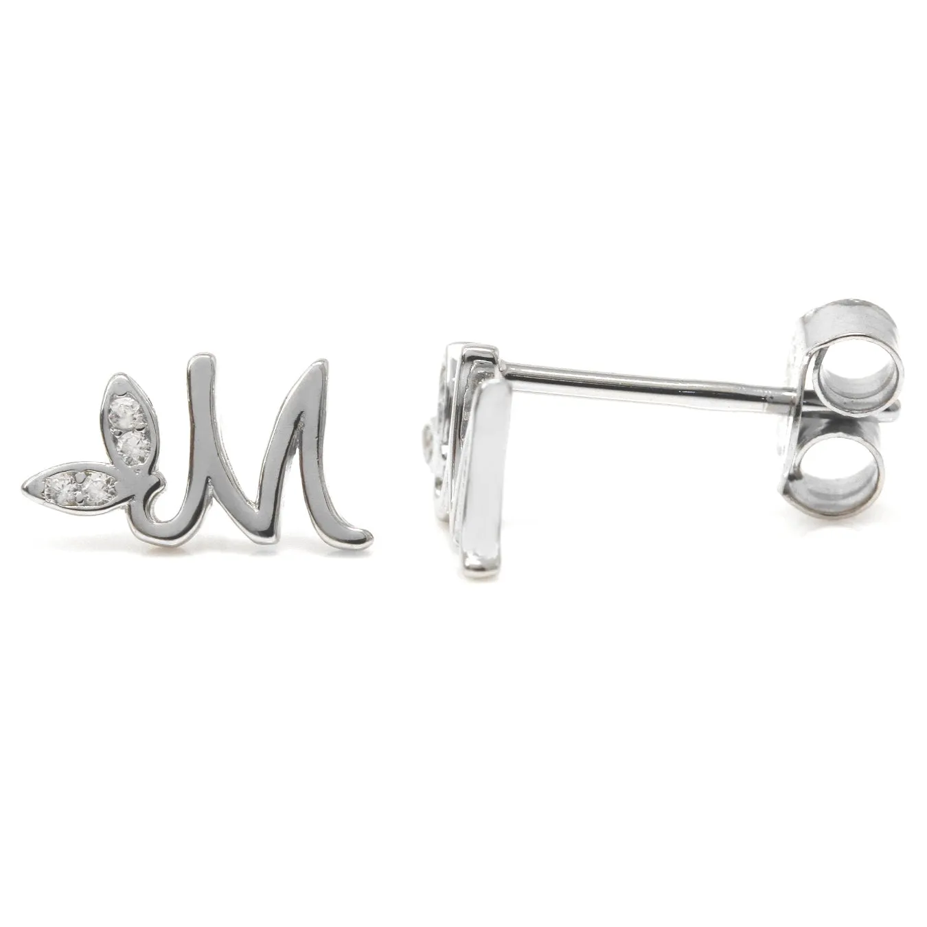 Winged Initial Earrings - Sterling Silver